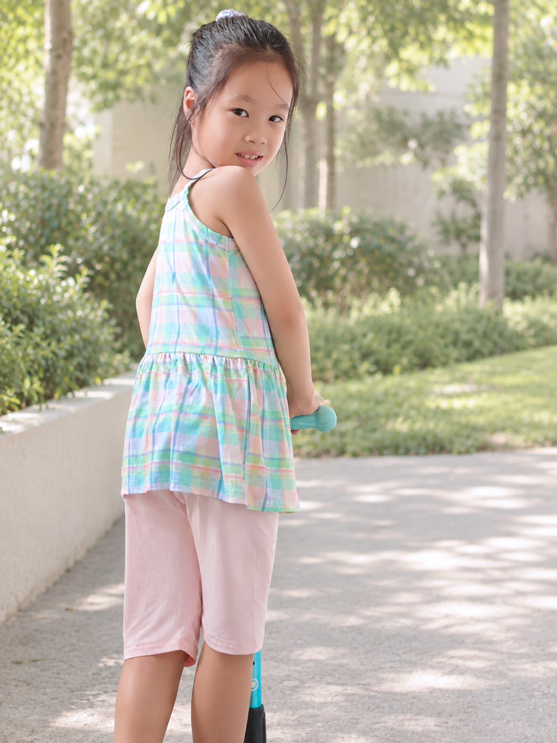 Bamboo Singlet Biker shorts set - Bubblegum