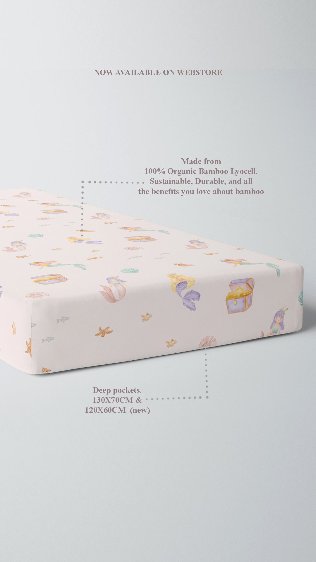 Bamboo Lyocell Cot Sheet - Mermaids